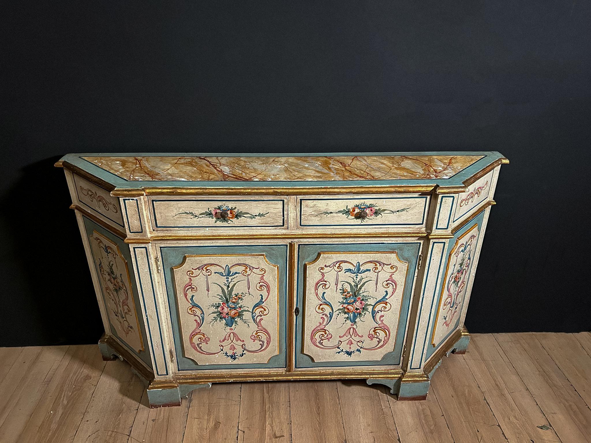 Buffet Vaisselier Blanc 5 Portes 5 Tiroirs de Style Anglais