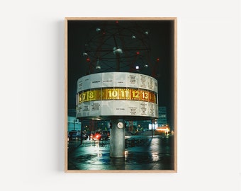 Analog photography "World Clock" - Premium Matte Print | Unframed Wall Art Vintage Analog Berlin World Clock Alexanderplatz German