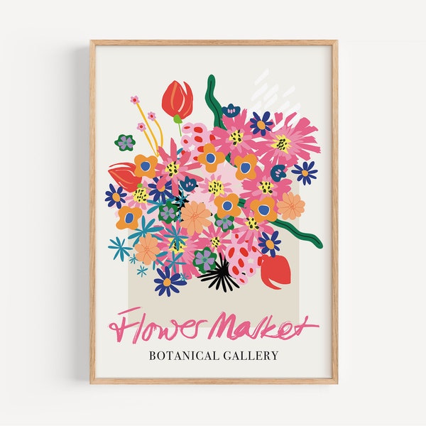 Flower Market 01 - Premium-Matt-Druck | Wandkunst Wanddruck Plakat Poster Design botanisch skandinavisch Blume Markt| Wohnzimmer Büro Küche