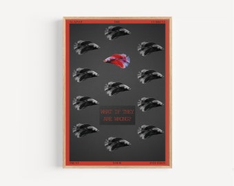 wat als ze het mis hebben - Premium Matte Print | Wandkunst Wandprint Poster Ontwerp Grafische Illustratie Vis Eclectisch | Woonkamer Kantoor Keuken