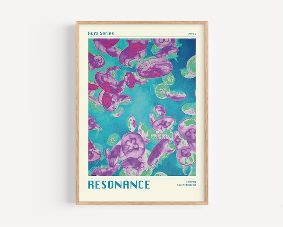 Aura Serie 4 Resonance - Premium-Matt-Druck | Wandkunst Wanddruck Plakat Design Grafik Illustration Qualle Eklektisch |Wohnzimmer Büro Küche