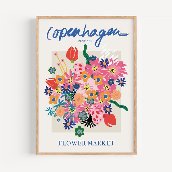 Flower Market 03 - Premium-Matt-Druck | Wandkunst Wanddruck Plakat Poster Design Kopenhagen skandinavisch Blume Markt| Wohnzimmer Büro Küche