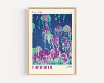 Aura Serie 5 Euphoria - Premium-Matt-Druck | Wandkunst Wanddruck Plakat Design Grafik Illustration Qualle Eklektisch | Wohnzimmer Büro Küche