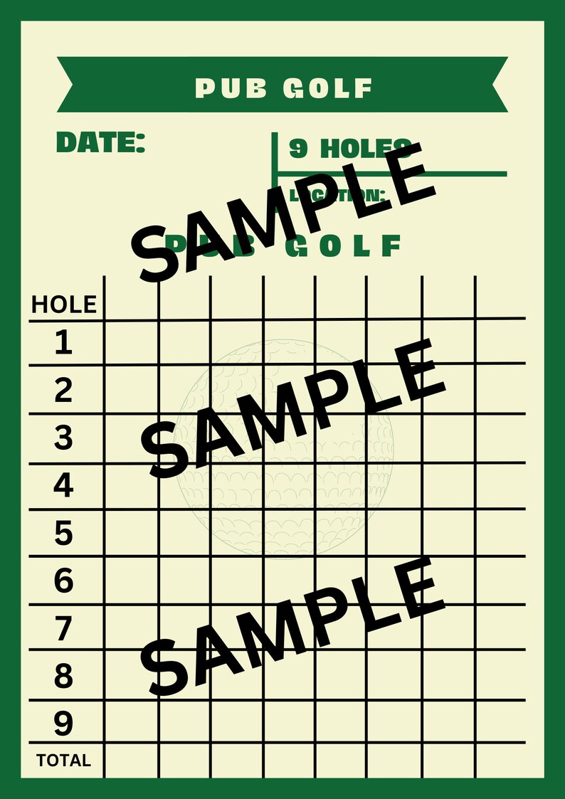 Pub Golf Score Card Download - Etsy
