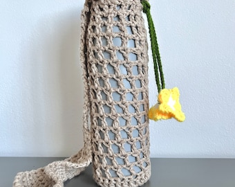 Water Bottle Bag | Crochet | Handmade | Water Bottle Holder | Water Bag for Hiking |  Crossbody Water Bottle Bag