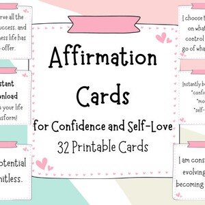 Self-Love and Confidence Affirmation Cards - Instant Download