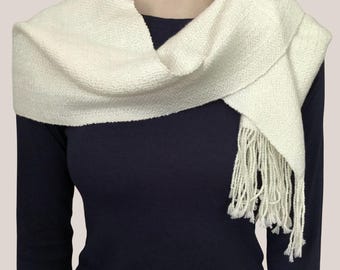 Bufanda de algodón y tencel tejida a mano / Flecos atados a mano / Lujosa y elegante / Chal bohemio
