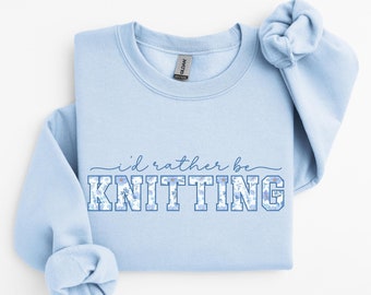Floral Knitting Crewneck Sweatshirt, Knit Lover Gift, Knitter Sweatshirt, Funny Knitting Shirt, Knitting Gift For Mom, Gift For Grandma