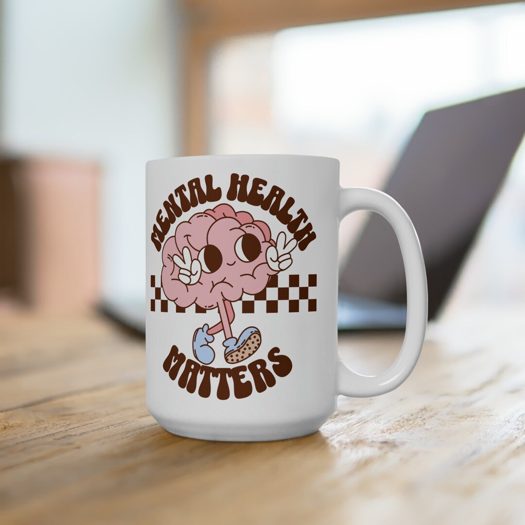 Mental Health Matters Mug, Retro Mental Health Mug, Funny Brain Mug ...