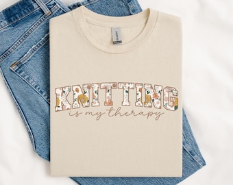 Floral Knitting T-Shirt, Funny Knitting Shirt, Knitting Lover Gift, Knitter Tee, Sarcastic Knitting Tee, Knitting Gift For Mom, Grandma Gift