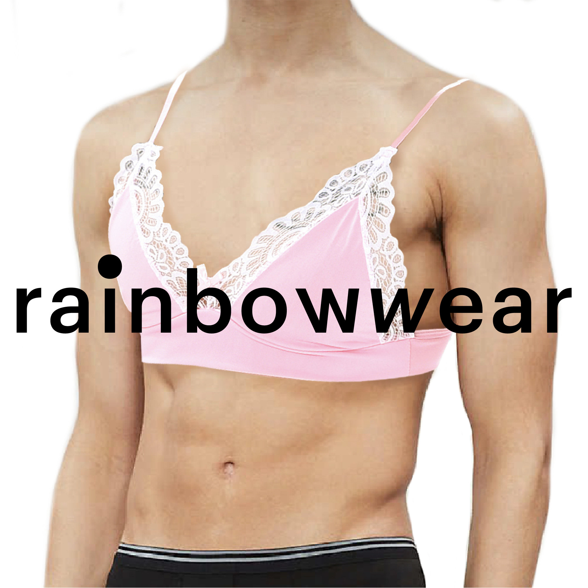 Men's Sissy Lingerie Bralette - Wire Free Unlined Crossdressing Bra With Lace