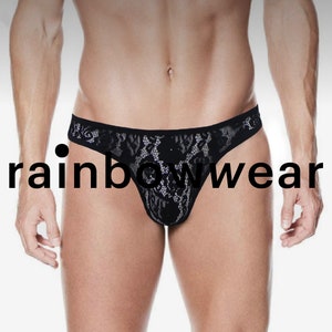 Femboy Sissy Lingerie See Through Transgender Lace Thong - Men Sexy Underwear - Crossdresser Lingerie - MTF