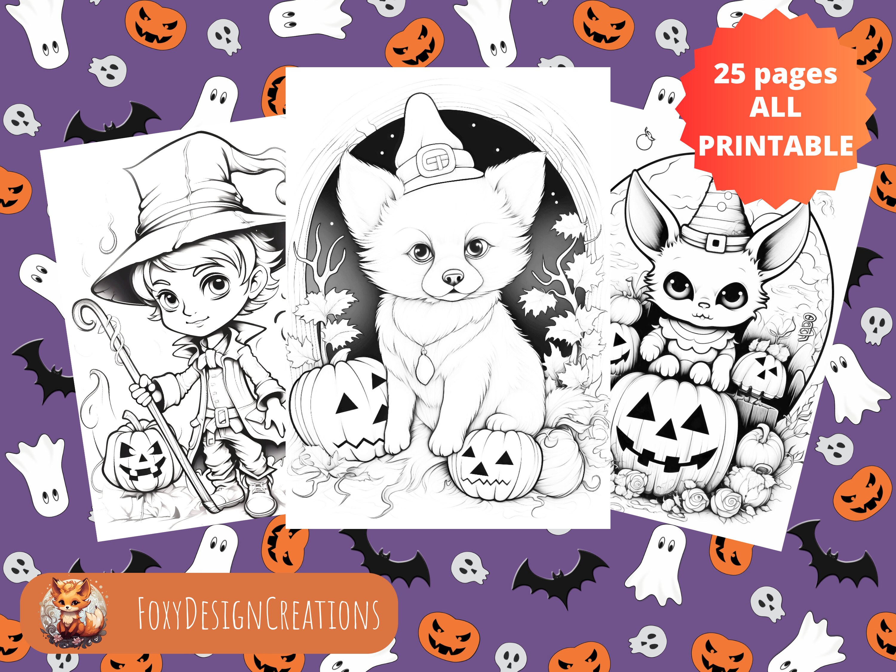 Spooktacular Fun: Cute and Creepy Halloween Coloring Pages - Etsy