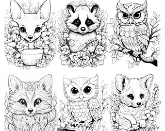 Cute Baby Animals Coloring Pages Gráfico por Alexi Store · Creative Fabrica
