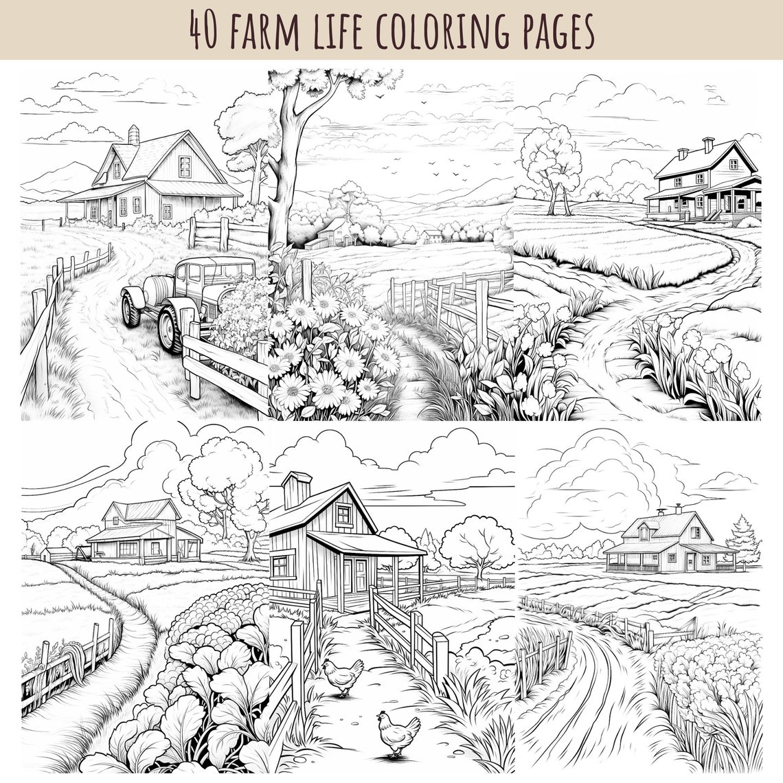 Farm Life Coloring Pages, Farm Animals Colouring Pages, Countryside ...