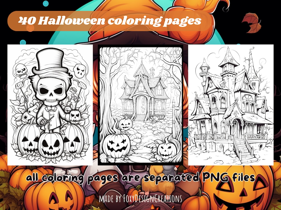 Cute and Creepy Coloring Pages Halloween Coloring Pages Etsy