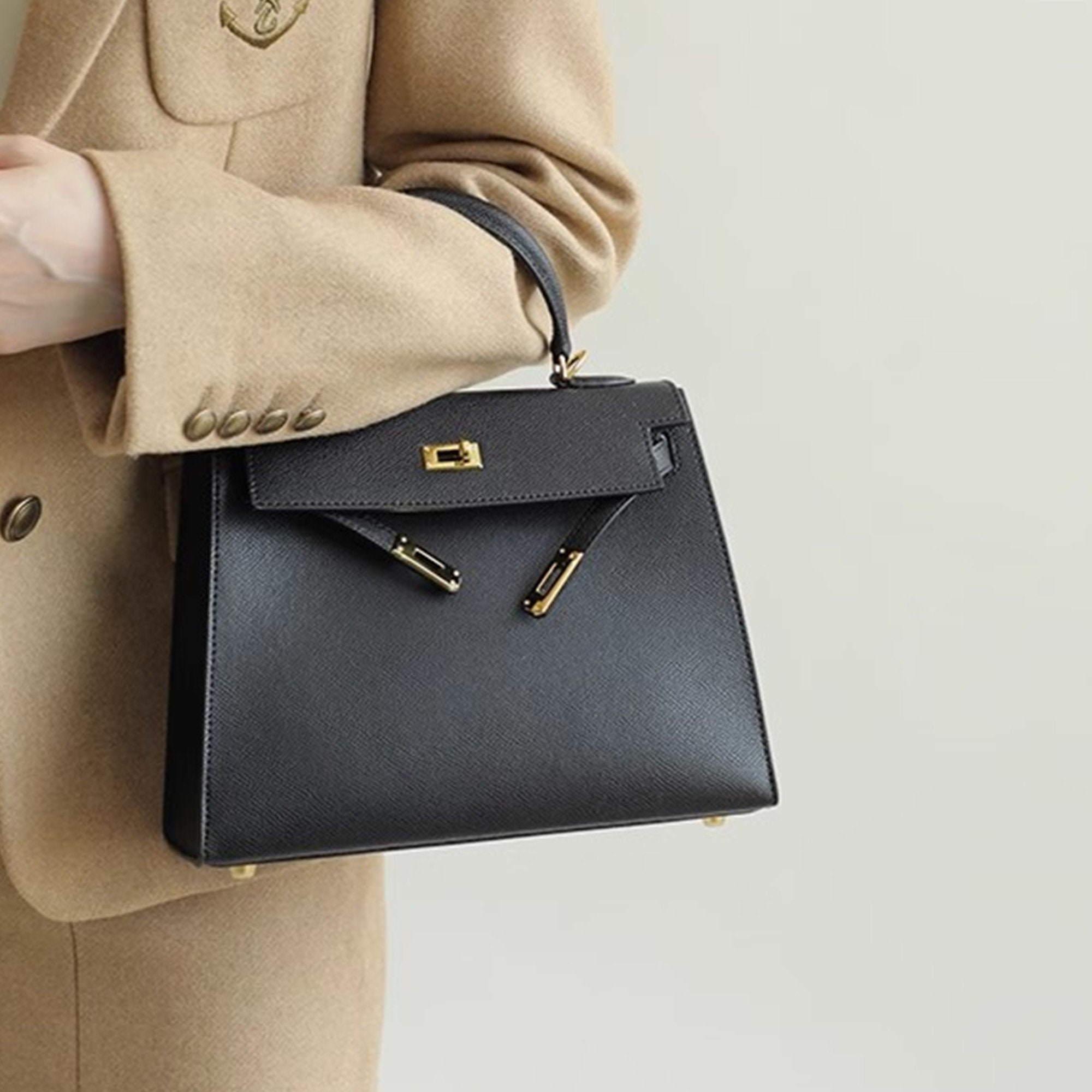 Replica Hermes Kelly Pochette Bag In Taupe Grey Epsom Leather