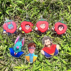 keychains of dispatch characters: Waterboy, sonar, fenomaman, Robert Robertson the third and invisigal