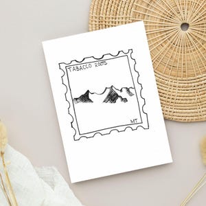Tabacco Roots Mountain Post Stamp Card, feito à mão para qualquer ocasião, cartão de felicitações em branco