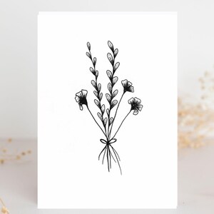 Cartão de flores amarradas, feito à mão para qualquer ocasião, cartão de felicitações em branco