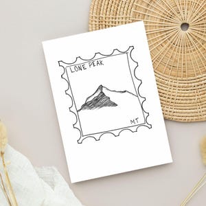 Cartão postal Lone Peak Mountain Post, feito à mão para qualquer ocasião, cartão de felicitações em branco