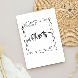 Cartão postal Bridger Mountain Post, feito à mão para qualquer ocasião, cartão de felicitações em branco