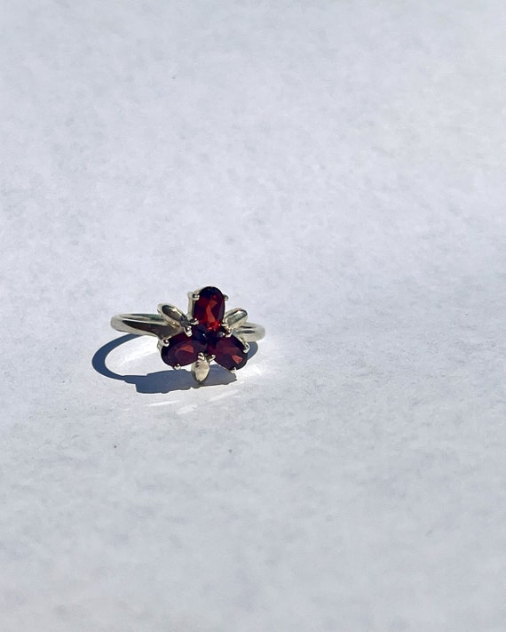 Sterling Silver Triple Ruby Ring Size 8