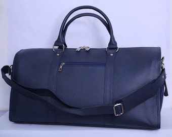Bolsa de viaje de cuero curtido vegetal: bolsa de fin de semana hecha a mano
