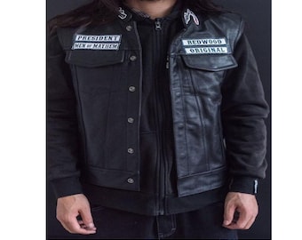 Handmade Mens Leather Vest | Jax Teller SOA Redwood Vest - MC Leather Vest Iconic Look club vest custom club vest | Premium Quality