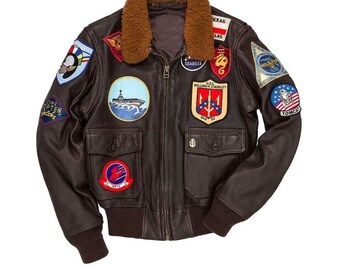 Top Gun Navy G1 Jacket, Cockpit USA Men's Reproduction Top Gun G-1 Leather Flight Jacket, Tom Cruise Leather Jacket, Maverick Leather Jacket