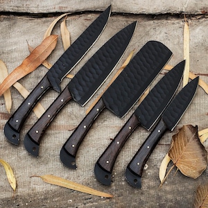 Jubiläumsgeschenk, 5-teiliges Kochset, Geschenk für Ihn, handgefertigtes Damaskus-Kochset, Küchenset, bestes Geburtstagsgeschenk Küche Luxusmesserset