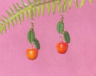 Pendientes de rama de manzano otoñal. Joyas para la vuelta al cole.