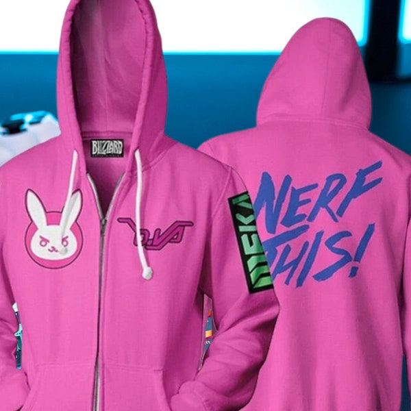 Overwatch Anime DVa Unisex Hoodie Sweatshirt l Kawaii Print Hooded Sweatshirt l Gamer Gift l Video Game Apparel