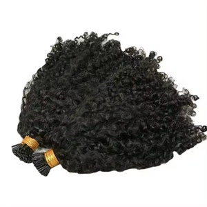 カーリー I チップ ヘアエクステンション 100 ストランド レミー ブラジル産 マイクロリンク 人毛 ケラチンヘア ブラック ブラウンカラー 女性用