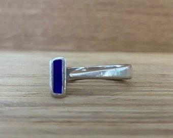 Vintage Sterling Silver Ring with Blue Accent - Size 6.5