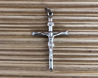 Sterling Silver Jesus Cross Pendant: Engraved Religious Charm