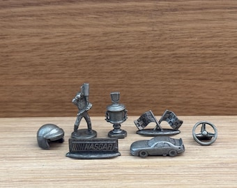 NASCAR Metal Game Tokens: 7-Piece Set with Dice