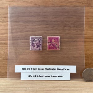 1932 George Washington 3 Cent and Abraham Lincoln 4 Cent Vintage US Stamps