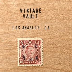 Timbre chinois rare – Dr. Sun Yat-sen, surcharge « 10 sur 40 » | Frais de port de la Chine vintage 1941-1950 | Objet de collection philatélie