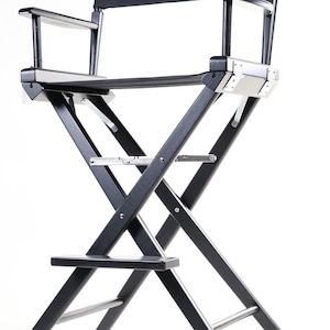 Filmcraft Personalized Tall Director’s Chair – Black Frame with Black Canvas