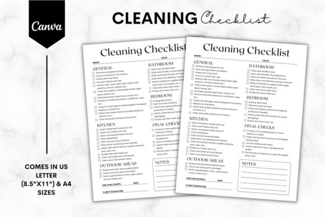 Airbnb Cleaning Checklist Template Editable Airbnb Canva Etsy