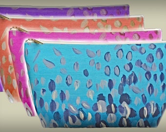 SWIMMINGLY by artist Cori Carroll, Accessory Pouch, decorative accessory bag, four colors available.  FRONT is light and BACK is dark.  12"