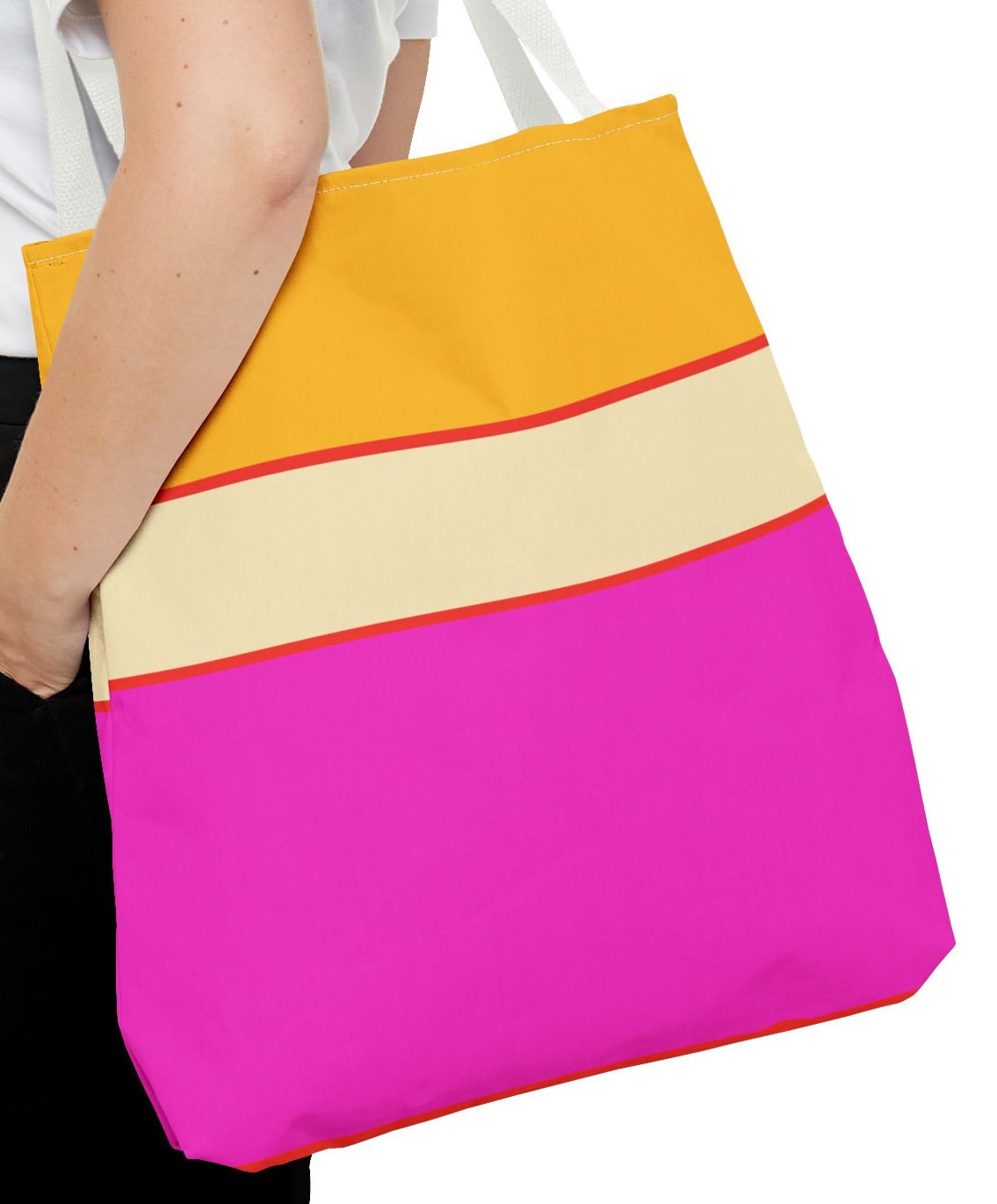 Pink and Orange Striped Tote Bag main image 0