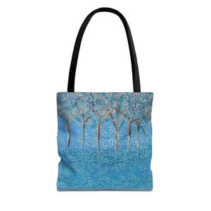 Blue Forest Tote Bag, reusable bag for shopper, book bag for student, hands-free utility w/shoulder straps.  Sizes: 13&quot;(s) 16&quot;(m) 18&quot;(l)