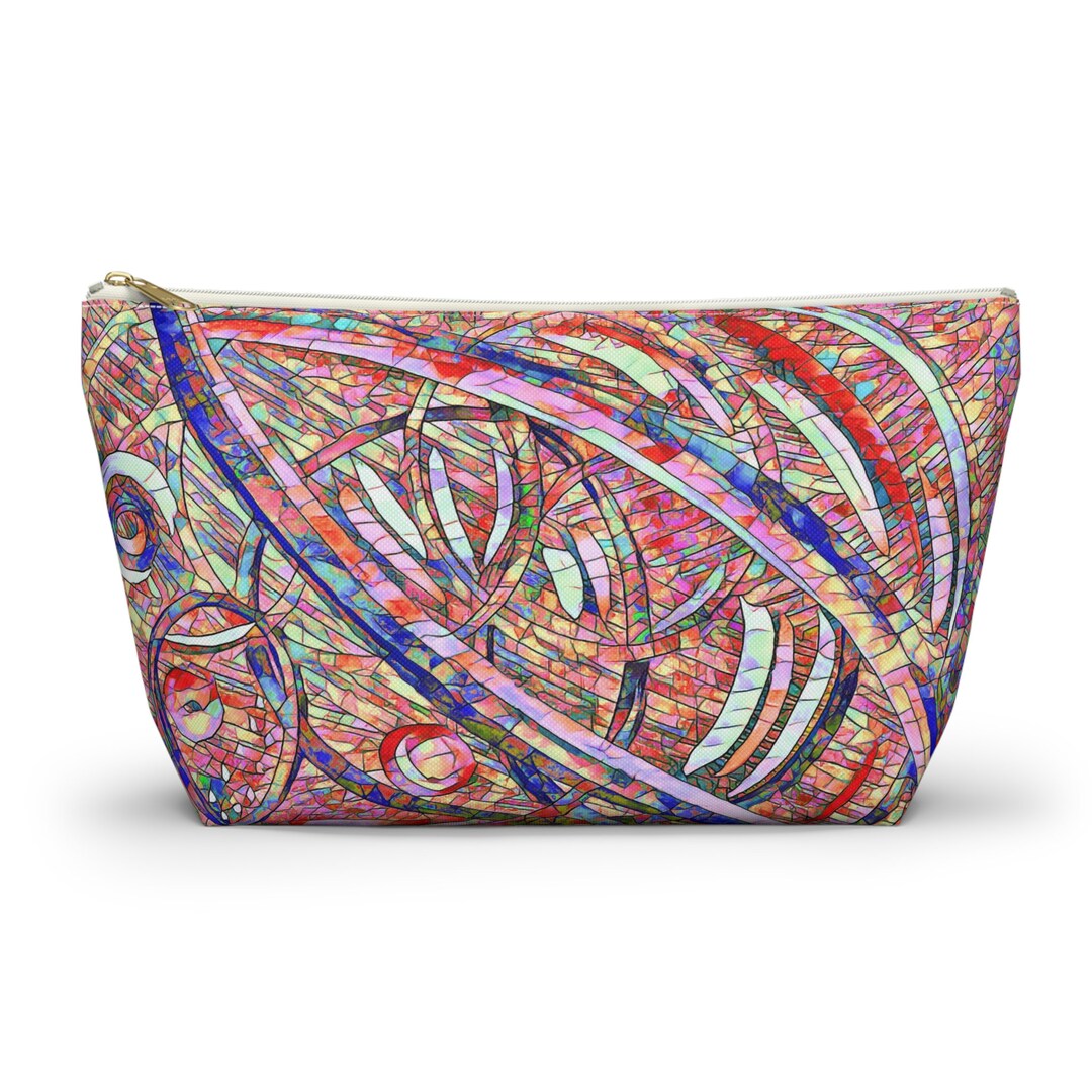 Accessory Pouch in Red Swirl Design With Blue, Beautiful Rich Gift Idea ...
