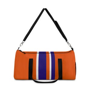 Sport Duffel Bag for Gym, Travel, Workout, Orange Blue White, Size: small 19&quot; x 9.5 -OR- large 23&quot; x 12&quot;