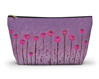 May Flowers Pouch for accessories, cosmetics, supplies. Medication pouch. Art supply bag. Mahjong tile bag! or gift for friend. 12" length