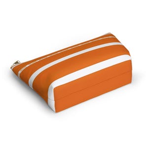 Bolsa para fichas de Mahjong, práctica y práctica, de 30 cm (12 pulgadas), en color naranja y blanco, con la inscripción "MAHJ". Fabricada en tela de lona lavable, es una sencilla bolsa con cremallera para guardar los accesorios. imagen 3