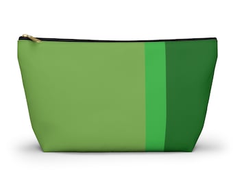 Bolsa grande para artículos de tocador de 12 pulgadas con diseño de bloques de color verde, hecha de tela de lona lavable, una bolsa con cierre simple para accesorios y suministros.