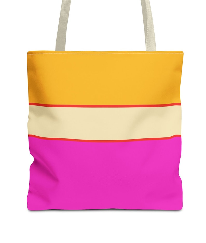 Pink and Orange Striped Tote Bag
